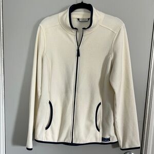 L.L. Bean Fleece Size Medium Soft-Brushed Fitness white Zip-PocketJacket